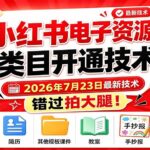 （19543期）小红书电子资源类目开通技术，2026年7月23日最新技术，错过拍大腿-网创在线