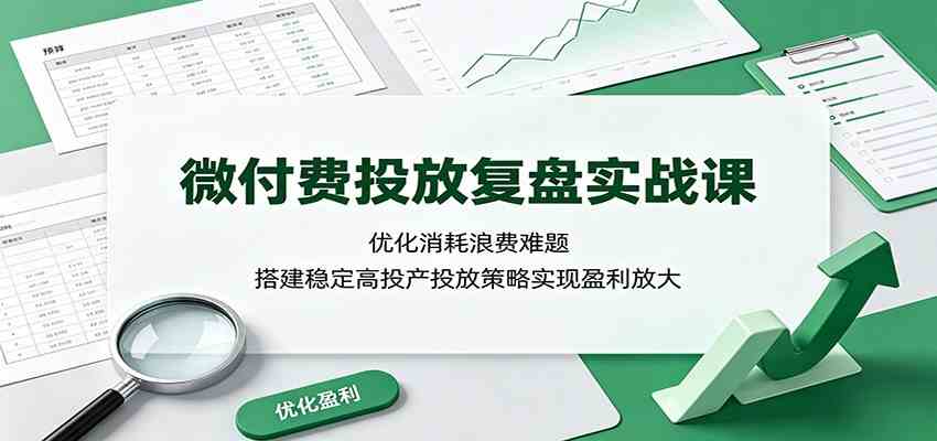 微付费投放复盘实战课:优化消耗浪费难题,搭建稳定高投产投放策略实现盈利放大 微付费投放复盘实战课:优化消耗浪费难题,搭建稳定高投产投放策略实现盈利放大