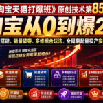 《淘宝天猫打爆班》原创技术第85期，淘宝从0到爆2.0，权重搭建、销量破零、多维组合玩法、全周期起量投产实操教程-网创在线