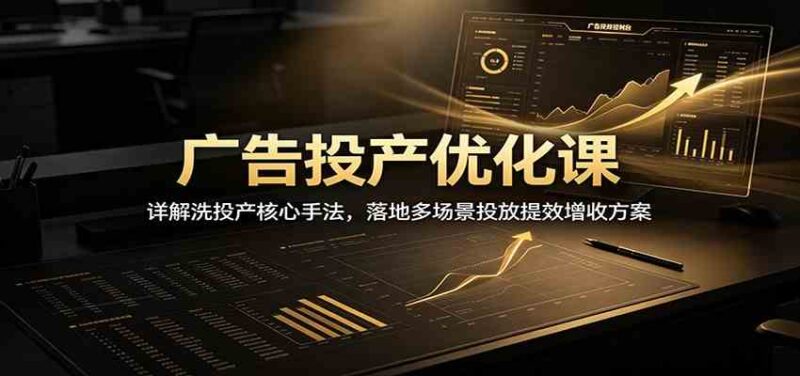 广告投产优化课:详解洗投产核心手法,落地多场景投放提效增收方案-网创在线