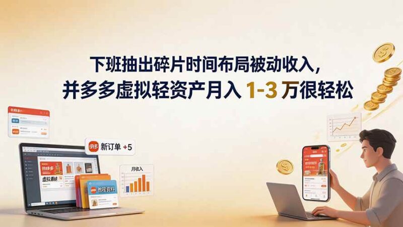 (19573期)下班抽出碎片时间布局被动收入,拼多多虚拟轻资产月入 1-3 万很轻松-网创在线