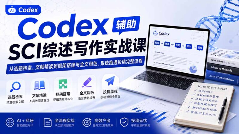 Codex辅助SCI综述写作实战课——从选题检索、文献精读到框架搭建与全文润色,系统跑通投稿完整流程-网创在线
