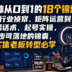 自媒体从0到1的18个锦囊，从行业侦察、矩阵运营到直播话术、起号实操，步步可落地的锦囊，实体老板转型必学-网创在线