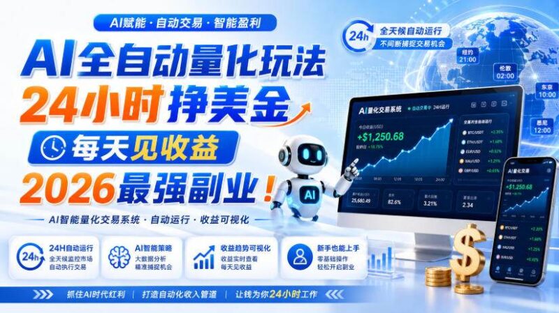 （19899期）AI量化全自动操作挣美金，矩阵可日入1000+，适合普通人的副业！-网创在线