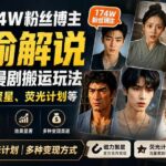 （20109期）快手174W粉丝博主小瑜解说AI短剧漫剧搬运玩法，可以做磁力聚星、荧光计划等-网创在线