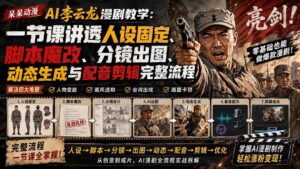 (20107期)呆呆动漫AI李云龙漫剧教学:一节课讲透人设固定、脚本魔改、分镜出图、动态生成与配音剪辑完整流程-网创在线