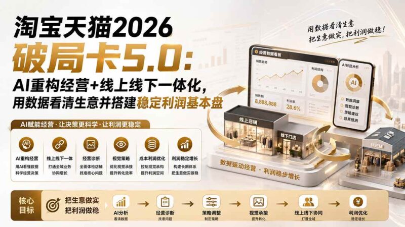 (20026期)淘宝天猫2026破局卡5.0:AI重构经营+线上线下一体化,用数据看清生意并搭建稳定利润基本盘(修复)-网创在线