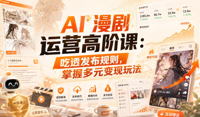 AI漫剧运营高阶课:吃透发布规则,掌握多元变现玩法 AI漫剧运营高阶课:吃透发布规则,掌握多元变现玩法