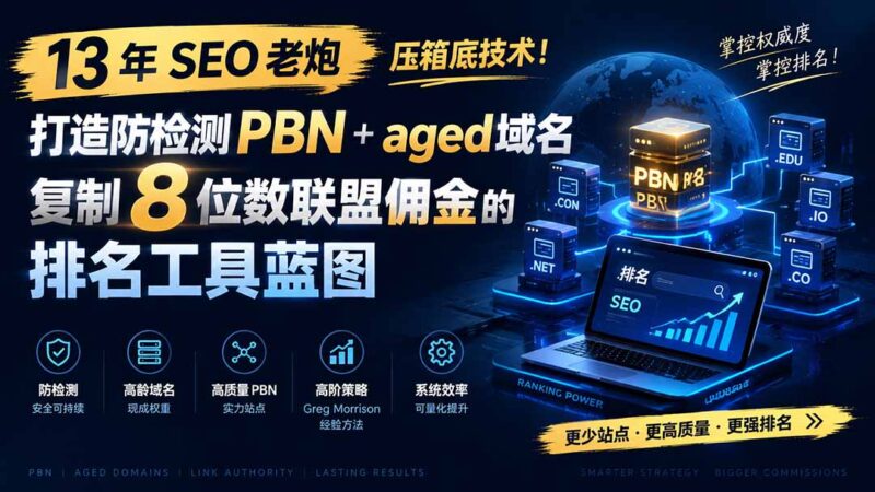 13 年 SEO 老炮压箱底技术!打造防检测 PBN+aged 域名,复制 8 位数联盟佣金的排名工具蓝图【原创双语字幕】-网创在线