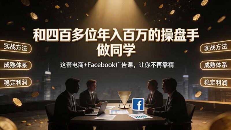和四百多位年入百万的操盘手做同学——这套电商+Facebook广告课，让你不再靠猜【原创双语字幕】-网创在线