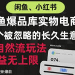 闲鱼小红书实物电商，纯自然流玩法，一个被忽略的长久生意，收益无上限【揭秘】-网创在线