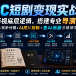 AIGC短剧变现实战营｜吃透影视底层逻辑，搭建专业导演思维，剧本创作+视听分镜+AI成片剪辑+去AI质感全链路变现教学-网创在线