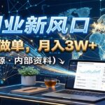 AI副业新风口，AI自动做单，月入3W+，附接单资源-网创在线