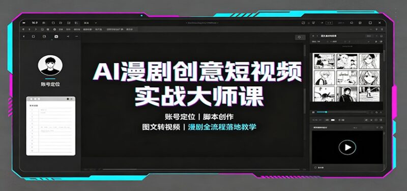 AI漫剧创意短视频实战大师课：账号定位脚本创作，图文转视频，漫剧全流程落地教学-网创在线