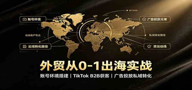 外贸从0-1出海实战:账号环境搭建,TikTok B2B获客,广告投放私域转化-网创在线