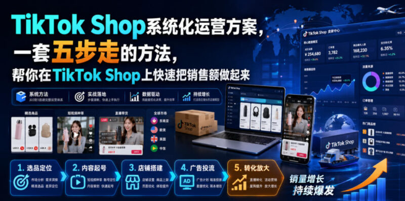 TikTok Shop系统化运营方案，一套五步走的方法，帮你在TikTok Shop上快速把销售额做起来【原创双语字幕】