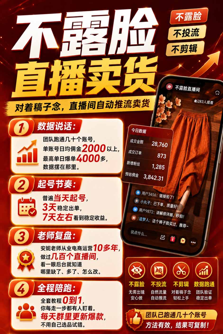 图片[3]-不露脸不投流，这个直播间让我月入过万！没人出镜，订单却一直在出，宝妈直播2小时，佣金839元