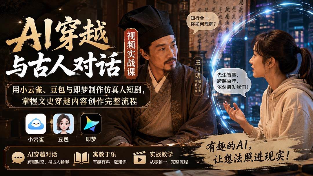 (20171期)AI穿越与古人对话视频实战课:用小云雀、豆包与即梦制作仿真人短剧,掌握文史穿越内容创作完整流程 (20171期)AI穿越与古人对话视频实战课:用小云雀、豆包与即梦制作仿真人短剧,掌握文史穿越内容创作完整流程