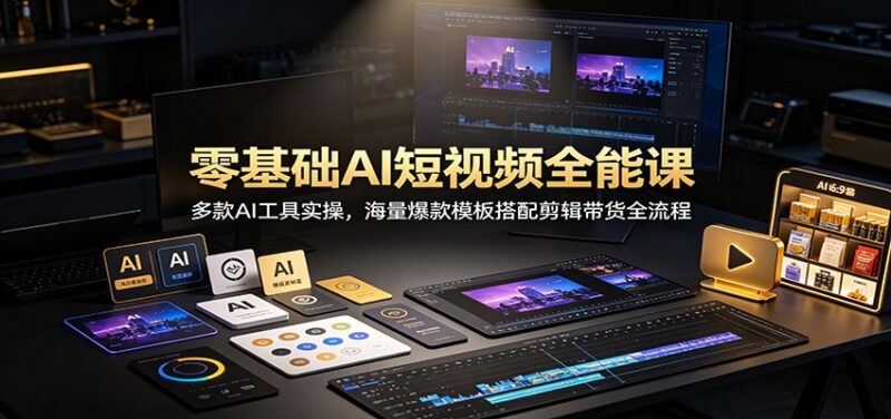 零基础AI短视频全能课:多款AI工具实操,海量爆款模板搭配剪辑带货全流程-网创在线