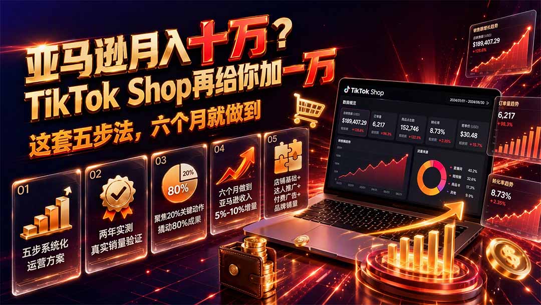 图片[2]-亚马逊月入十万？TikTok Shop再给你加一万——这套五步法，六个月就做到【原创双语字幕】