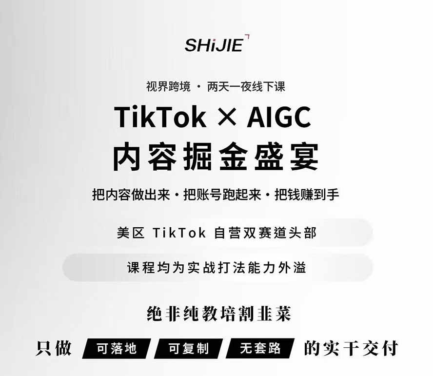 图片[3]-AIGC×TikTok美区短视频带货线下课；两天一夜完整回放，12小时高清视频收录头部操盘手全流程教学