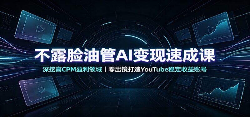 不露脸油管AI变现速成课：深挖高CPM盈利领域，零出镜打造YouTube稳定收益账号-网创在线