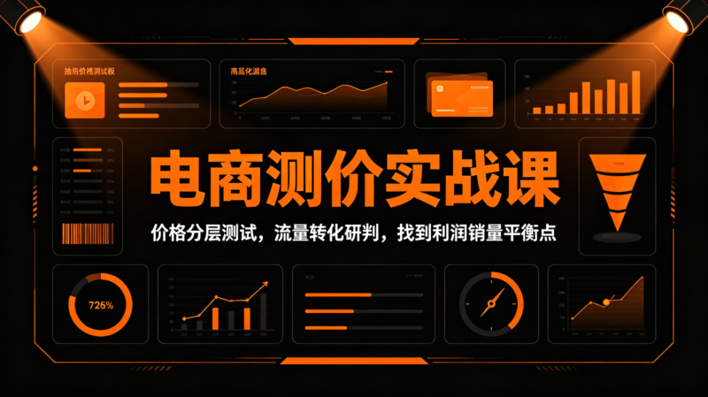 电商测价实战课:价格分层测试,流量转化研判,找到利润销量平衡点-网创在线