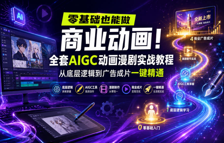 零基础也能做商业动画！全套AIGC动画漫剧实战教程，从底层逻辑到广告成片一键精通（更新0905）-网创在线