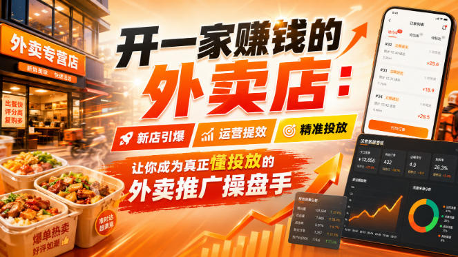 开一家賺钱的外卖店：新店引爆·运营提效·精准投放，让你成为真正懂投放的外卖推广操盘手-网创在线