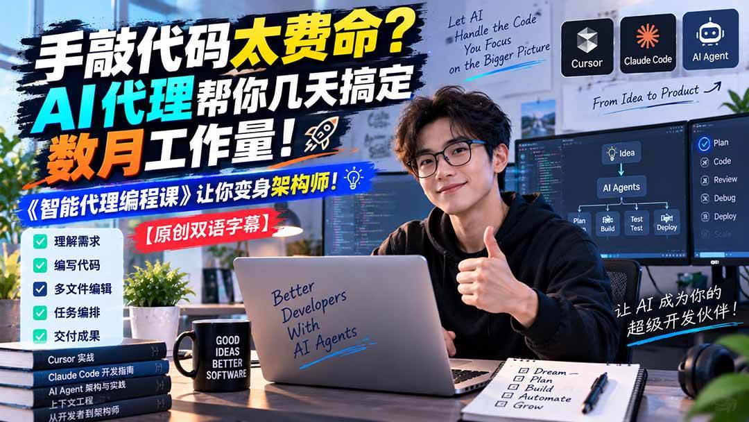 （20286期）手敲代码太费命？AI 代理帮你几天搞定数月工作量！《智能代理编程课》让你变身架构师-网创在线