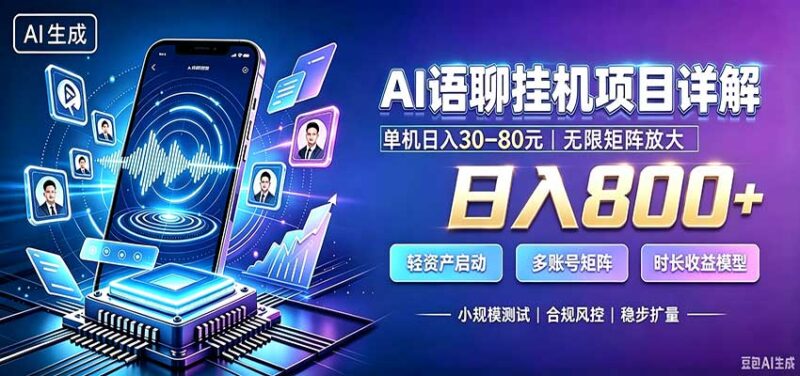 AI语聊挂机,日入800+,适用个人副业,工作室矩阵操作-网创在线