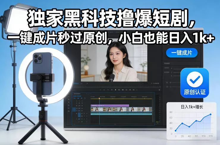 独家黑科技撸爆短剧，一键成片秒过原创，小白也能日入1k+【揭秘】 - 网创在线