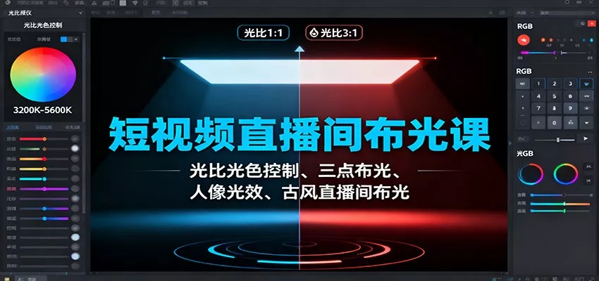 短视频直播间布光课：光比光色控制、三点布光、人像光效、古风直播间布光 - 网创在线