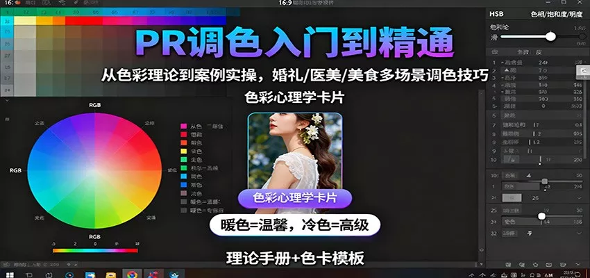 PR调色入门到精通：从色彩理论到案例实操，婚礼/医美/美食多场景调色技巧 - 网创在线