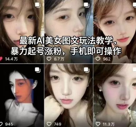 最新AI美女图文玩法教学，暴力起号涨粉，手机即可操作 - 网创在线