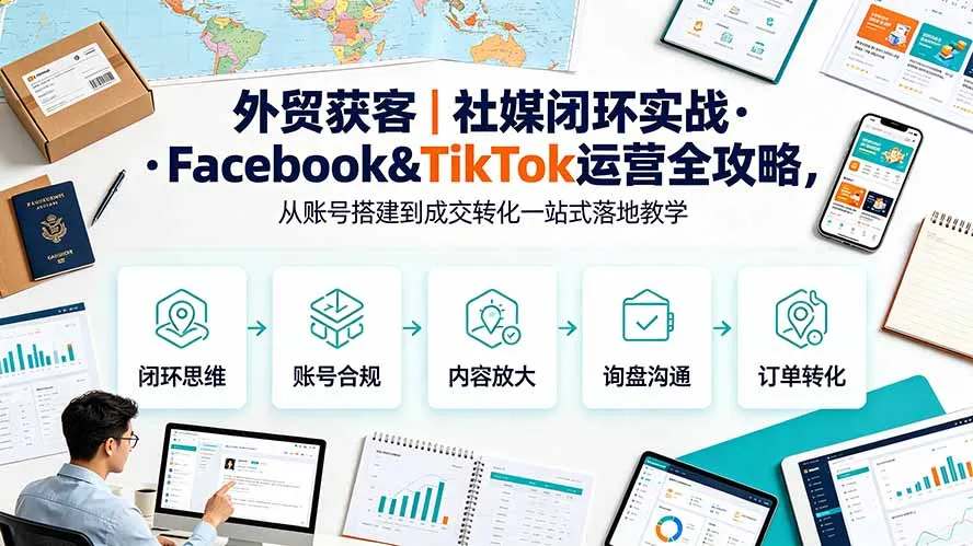 外贸获客｜社媒闭环实战·Facebook&TikTok运营全攻略，从账号搭建到成交转化一站式落地教学 - 网创在线
