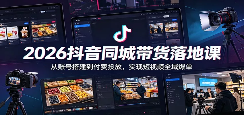 2026抖音同城带货落地课：从账号搭建到付费投放，实现短视频全域爆单 - 网创在线