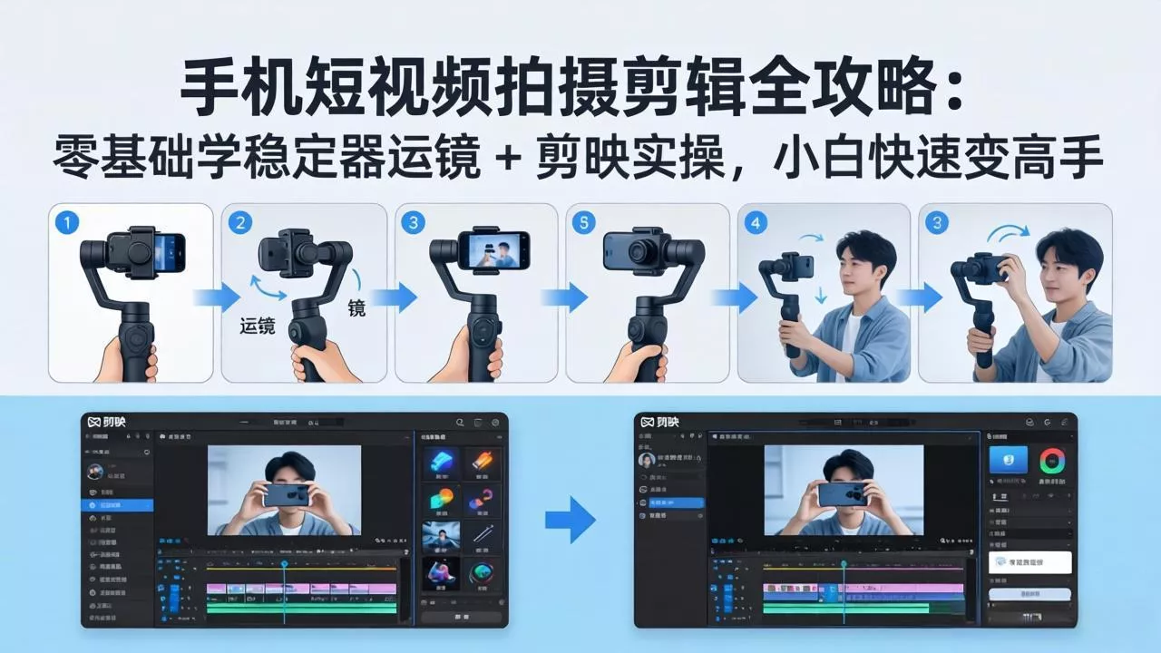 手机短视频拍摄剪辑全攻略：零基础学稳定器运镜 + 剪映实操，小白快速变高手 - 网创在线
