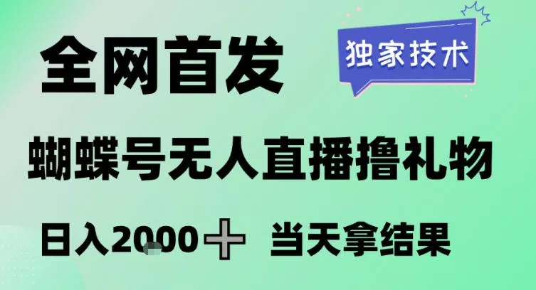 2026最新蝴蝶号无人直播掘金，独家技术，全网首发小白做了一个月收益3W，长期稳定可做【揭秘】 - 网创在线