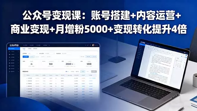 公众号变现课：账号搭建+内容运营+商业变现+月增粉5000+变现转化提升4倍 - 网创在线
