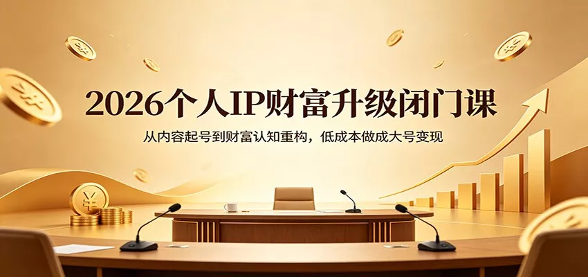 2026个人IP财富升级闭门课：从内容起号到财富认知重构，低成本做成大号变现 - 网创在线