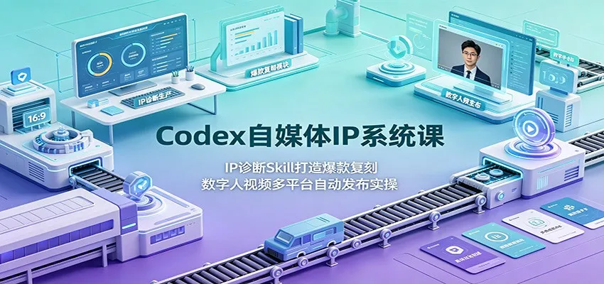 Codex自媒体IP系统课：IP诊断Skill打造爆款复刻，数字人视频多平台自动发布实操 - 网创在线