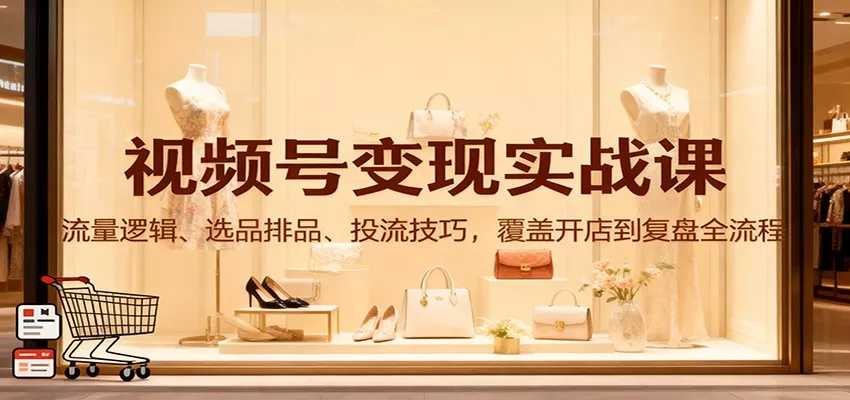 视频号变现实战课：流量逻辑、选品排品、投流技巧，覆盖开店到复盘全流程 - 网创在线