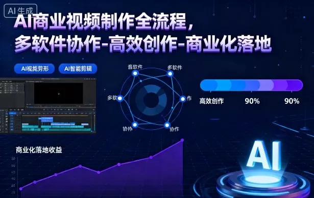 AI商业视频制作全流程,多软件协作-高效创作-商业化落地