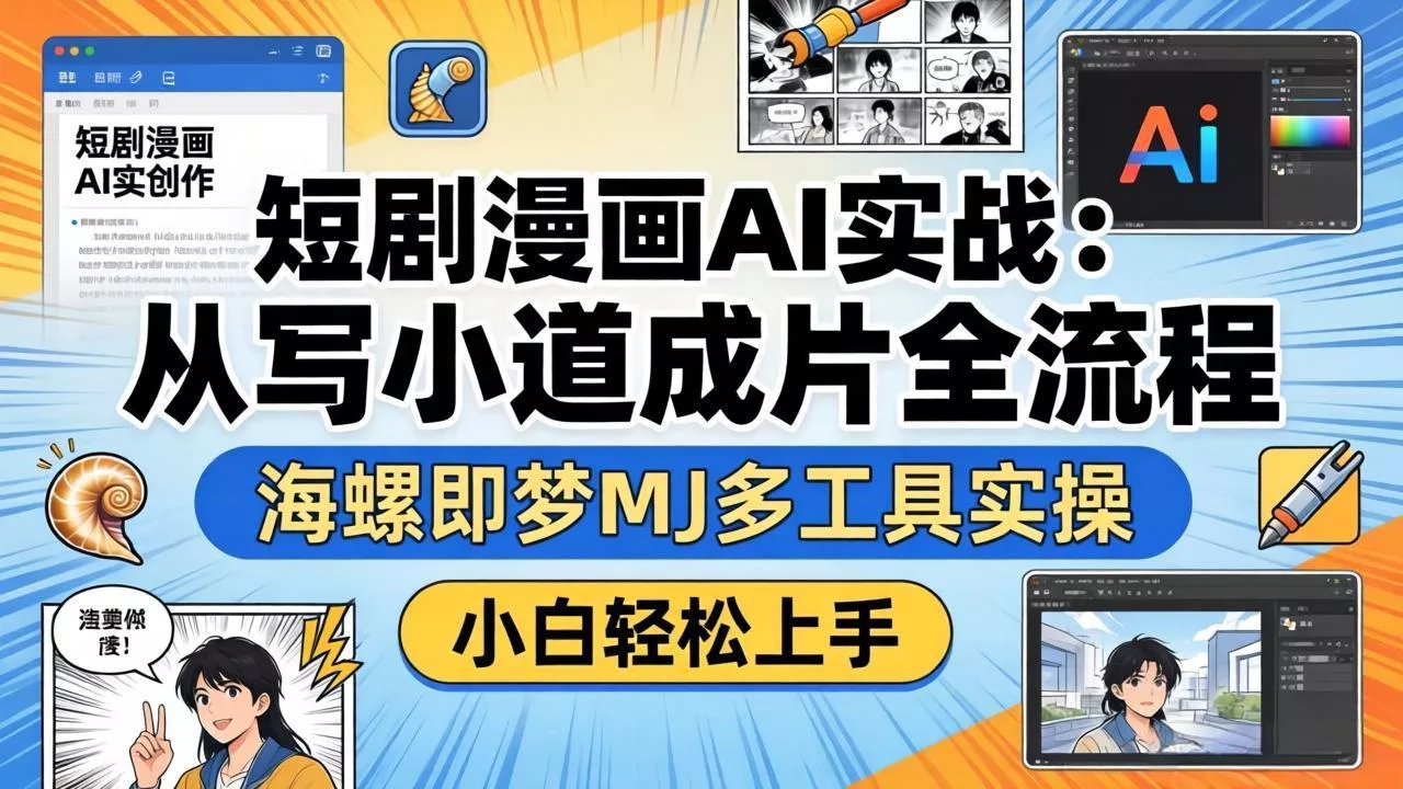 短剧漫画AI实战：从写小说到成片全流程，海螺即梦MJ多工具实操，小白轻松上手 - 网创在线
