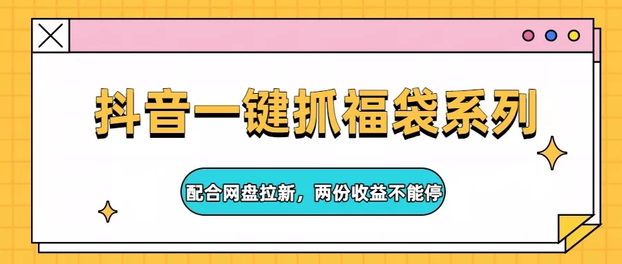 抖音一键抓福袋系列，配合网盘拉新，两份收益不能停 - 网创在线