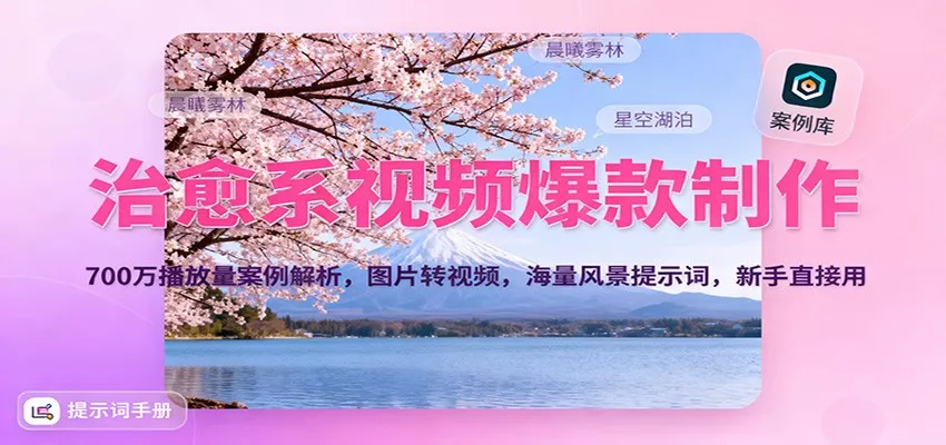 治愈系视频爆款制作，700万播放量案例解析，图片转视频，海量风景提示词，新手直接用 - 网创在线