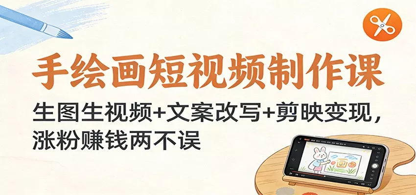 手绘画短视频制作课：生图生视频+文案改写+剪映变现，涨粉赚钱两不误 - 网创在线