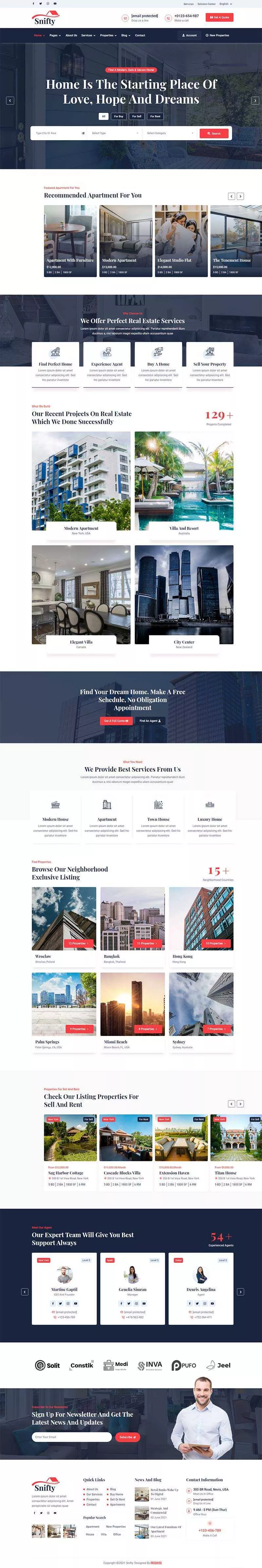 bootstrap5深蓝色房地产信息资讯平台HTML5模板 - 网创在线