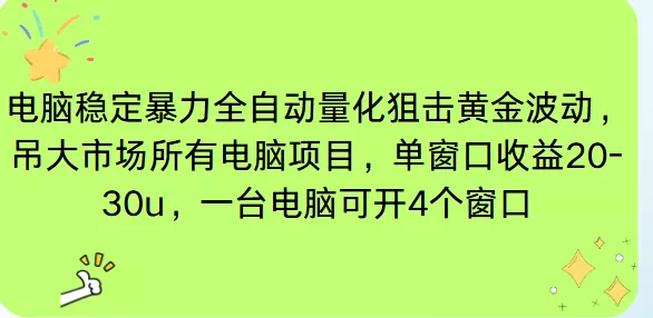 电脑EA策略挂机项目单窗口收益20-30u，单电脑可挂5-10个窗口收益稳健4位数 - 网创在线